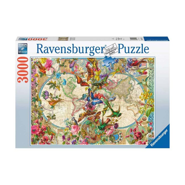 Paniate - Ravensburger Puzzle Mappamondo Flora e Fauna 3000 pezzi
