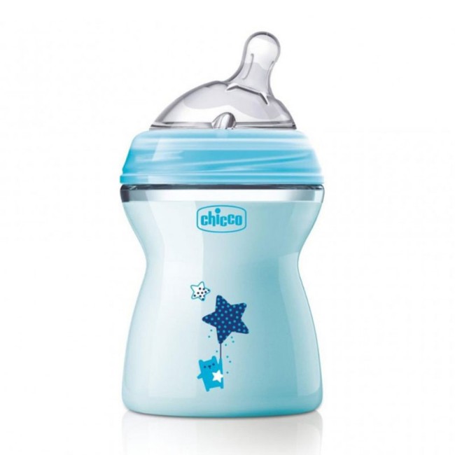 Chicco Biberon Natural Feeling con Doppia Valvola Anticolica 2m+ 250ml Blu di Chicco