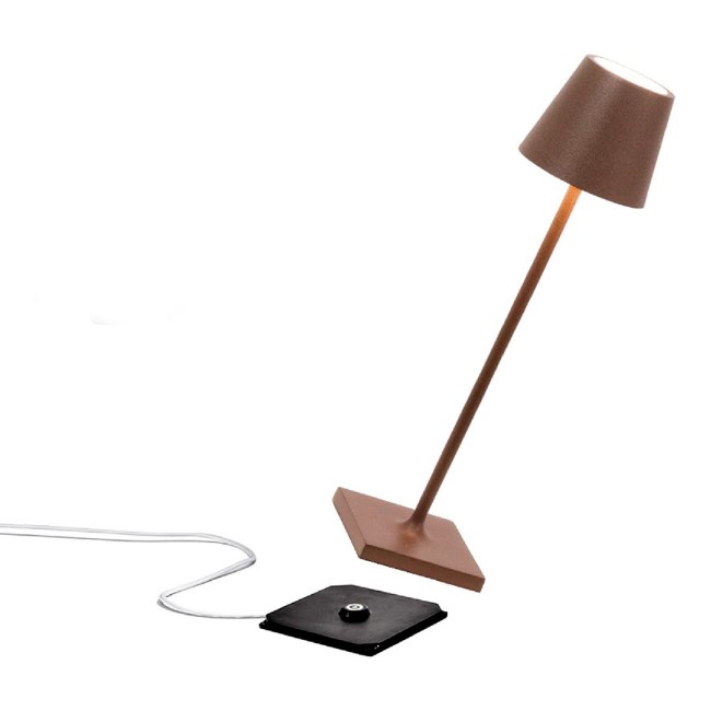 Zafferano Poldina Pro Micro Lampada da Tavolo Ricaricabile Corten
