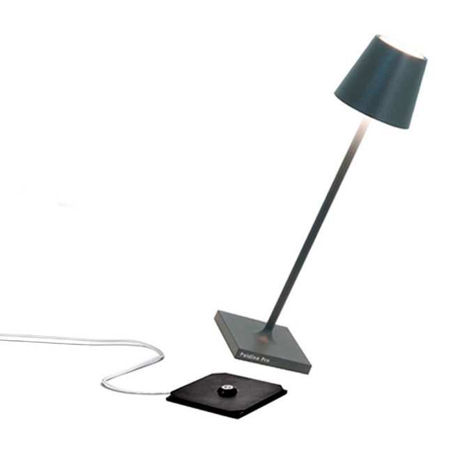 Zafferano Poldina Pro Micro Lampada da Tavolo Ricaricabile Grigio Scuro