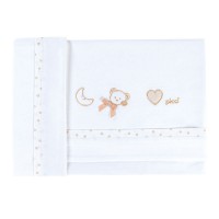 Picci Set 3pz Lenzuolino, Coprimaterasso e Federa Ricamati per Letto Lila - Tortora di Picci
