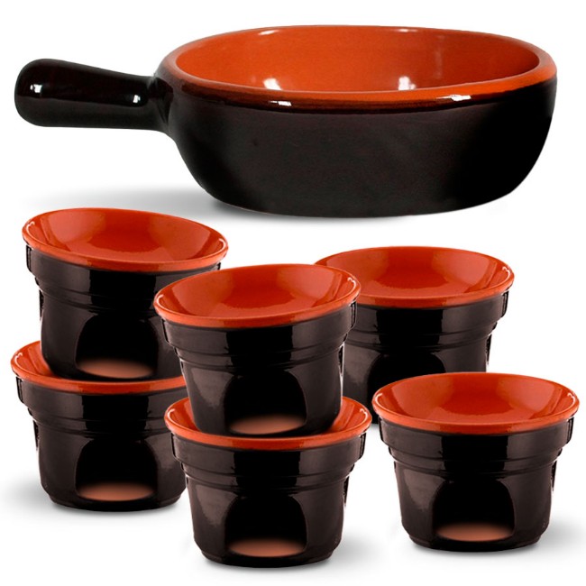 De Silva Set Bagna Cauda con Casseruola 1 Manico 21 cm e 6 Fornellini