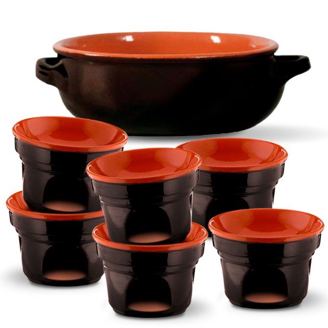 De Silva Set Bagna Cauda con Casseruola 2 Maniglie 21 cm e 6 Fornellini 