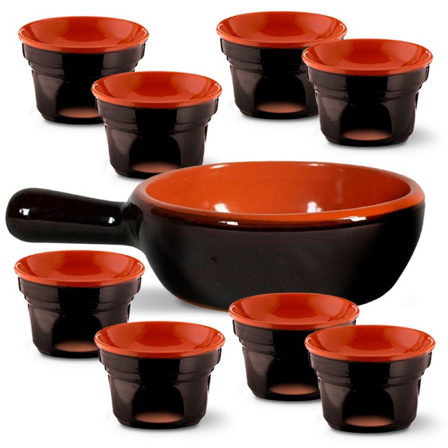 De Silva Set Bagna Cauda con Casseruola1 Manico 24 cm e 8 Fornellini 