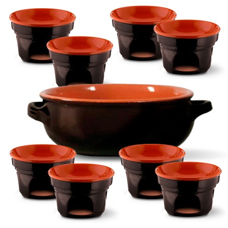 De Silva Set Bagna Cauda con Casseruola 2 Maniglie 24 cm e 8 Fornellini