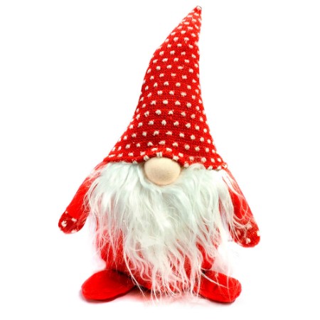 Gnomo di Natale con Cappello Rosso a Pois 32 cm