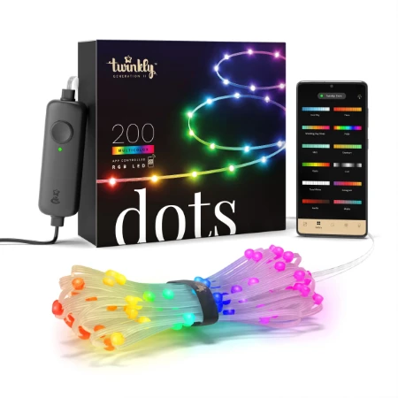 Twinkly 200 Dots luci LED Multicolore Intelligenti 10 metri - Cavo Trasparente