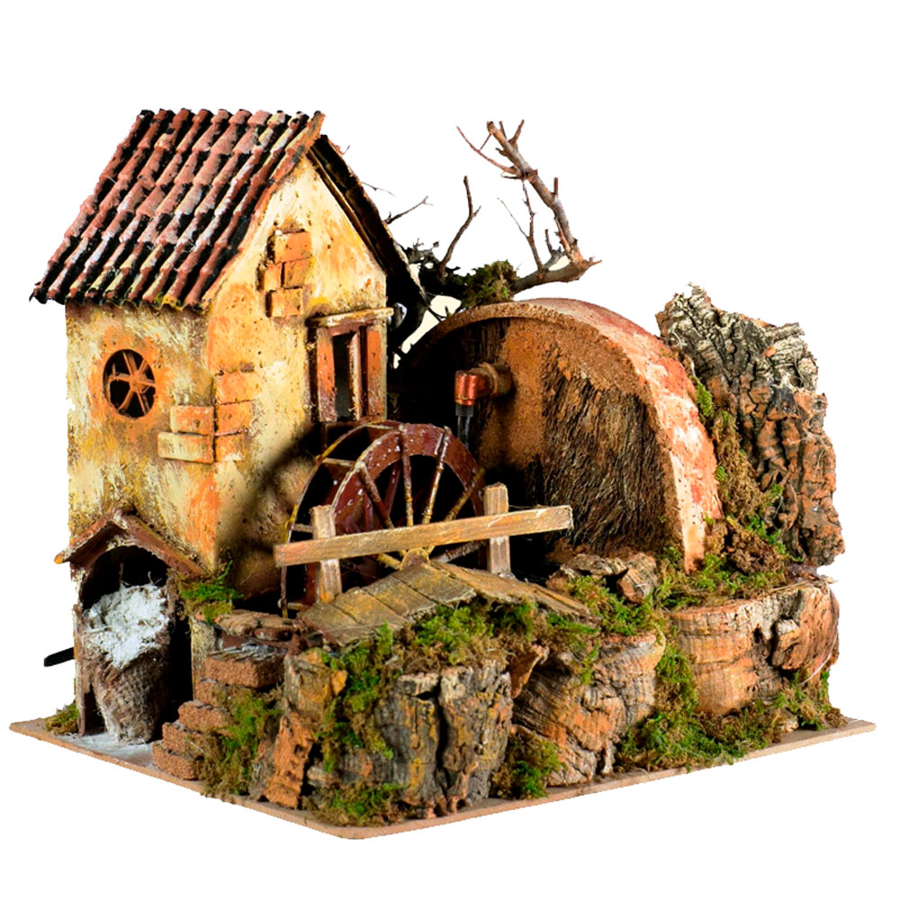 Paniate Piccolo Mulino ad Acqua con Pompa per Presepe 24x21x23 cm