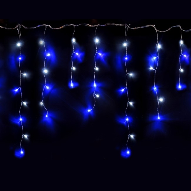 Prequ Tenda Luminosa Stalattiti, 72 led, 2,2 metri, Luce Fredda e Blu