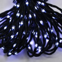 Catena di luci 720 Led Bianco Freddo 36 m con Giochi Luce, funzione memoria e timer, IP44, idoneo uso interno/esterno, filo verde