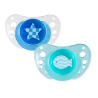 Chicco 2pz Succhietto Air in Silicone con Bottone Luminoso 6-16m Azzurro Blu di Chicco