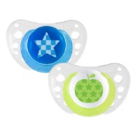Chicco 2pz Succhietto Air in Silicone con Bottone Luminoso 6-16m Azzurro Blu di Chicco