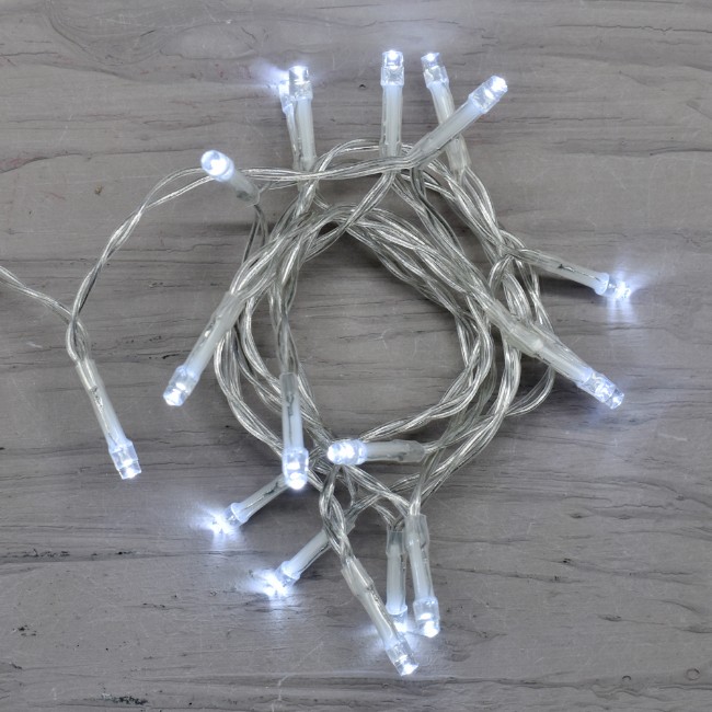 Prequ Catena Luminosa, 48 led, 3,3 metri, Bianco Freddo, Luce Fissa, Cavo Trasparente, a batteria