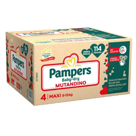 Pampers Pannolini Mutandina Baby Dry 4 Maxi Multipack da 114 pezzi 