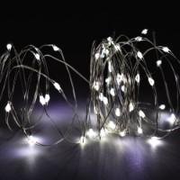 Prequ Catena Luminosa, 50 nano led, 4,9 metri, Luce Fredda, Luce Fissa, Cavo Trasparente, a batteria