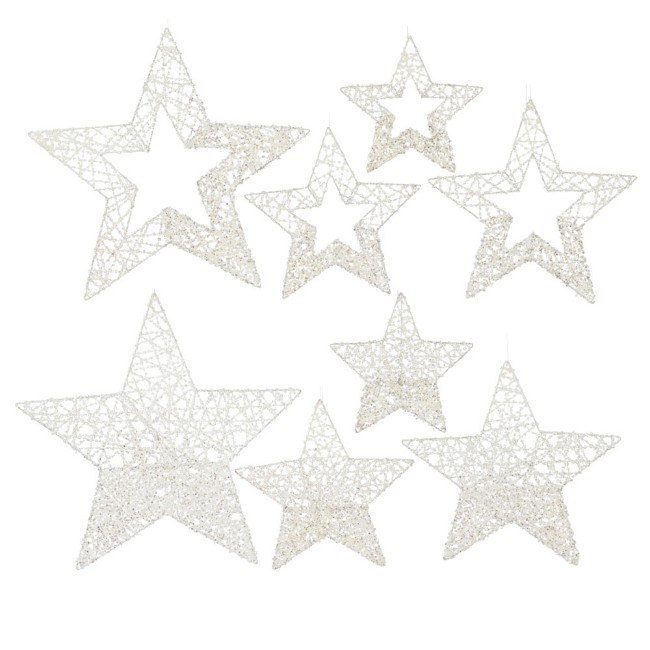 Set 4 Stelle Glitter Assortite Bianco