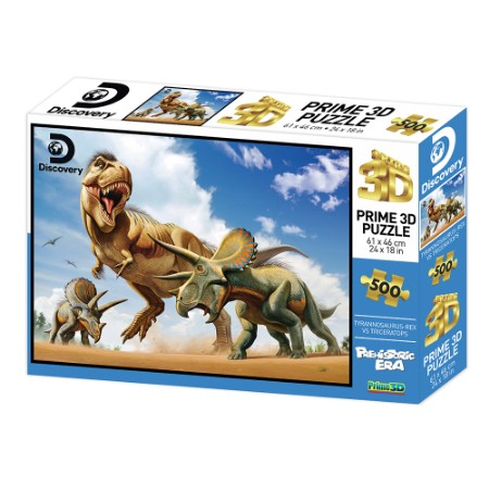 Prime 3D Puzzle Lenticolare 3D T-Rex vs Triceratops 500 pezzi