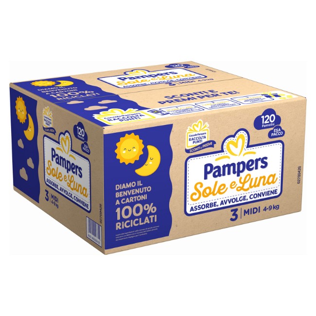 Pampers Pannolini Sole e Luna Esapack taglia 3 - Midi - 120 pezzi 