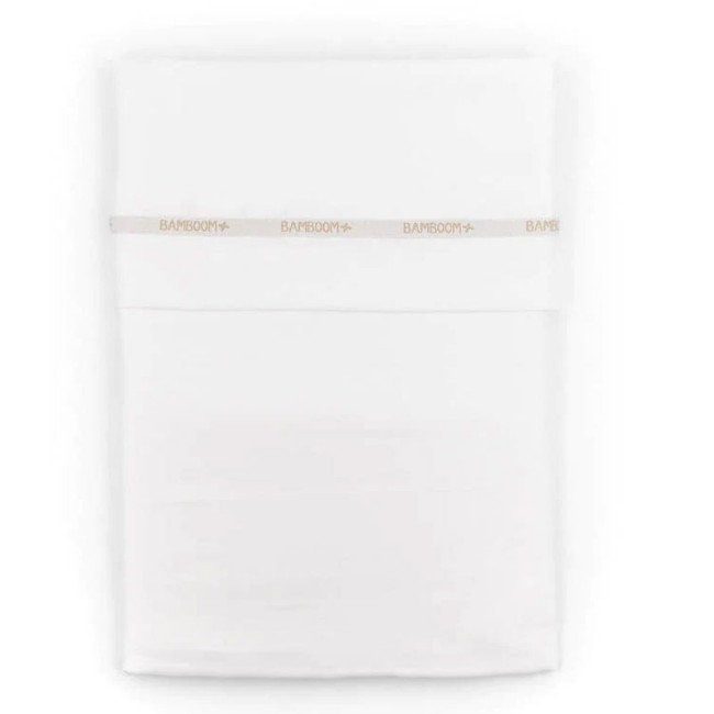 Bamboom Set Lenzuolo e Federa in Bambù organico per Lettino Neonato 110x140cm Scritta Bamboom 