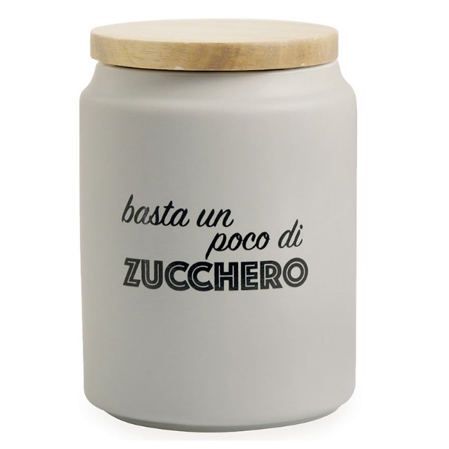 Villa d'Este Barattolo Zucchero in gress con Coperchio in Bambù di Villa d'Este