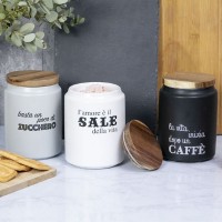 Out Of The Blue – Set 3 Barattoli Rettangolari Nero Per Caffè, Tè E Zucchero, Con Logo Finest Selection, Eleganti Per Cucina