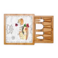 Tagliere formaggi con tagliere in vetro e 4 coltelli formaggio FROMAGE
