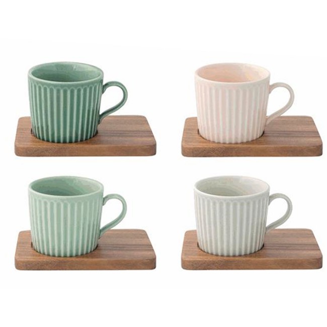 Set 6 Tazzine Espresso Con Piattini Sicily Di Easy Life - In Porcellana, Per Lavastoviglie E Microonde