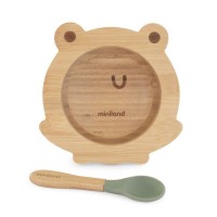 Miniland Ciotola in legno di Bambù per bambini, con ventosa anti-rovesciamento di Miniland