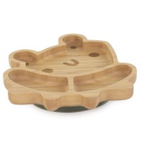 Miniland Piatto per bambini Wooden Plate in legno di bambù, con ventosa di Miniland