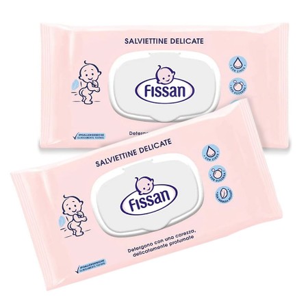 Fissan Salviette Delicate Bipack per Neonato, 2 confezioni da 65 salviette di Fissan