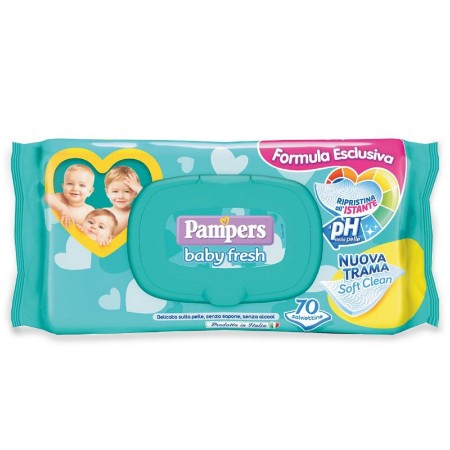 Pampers 70 Salviette Baby Fresh con trama Soft Clean di Pampers