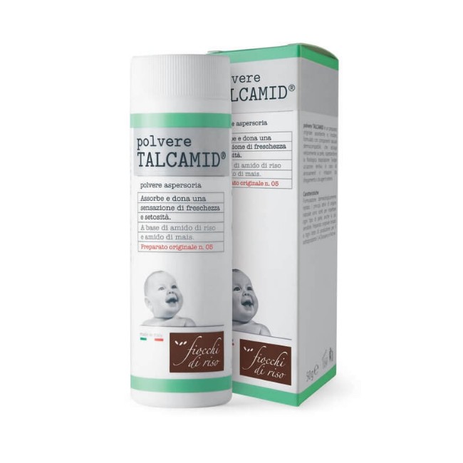 Fiocchi di Riso Polvere Talcamid azione Assorbente, Rinfrescante, Lenitiva, 50gr di Fiocchi di Riso