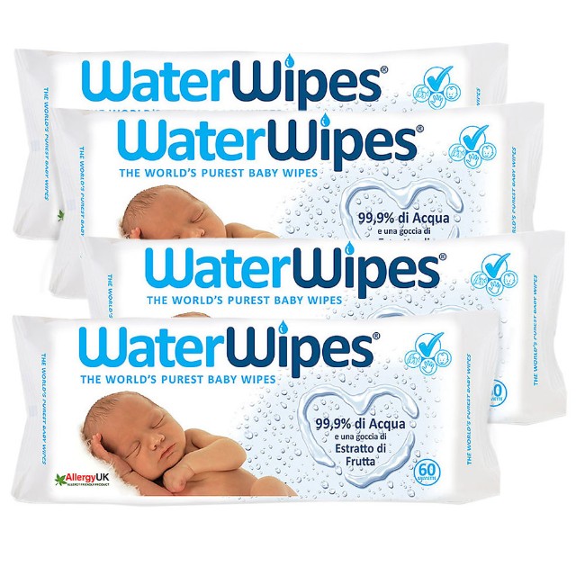 WaterWipes 240 Salviette Umidificate Neonato, 99,9% di Acqua, biodegradabili di WaterWipes