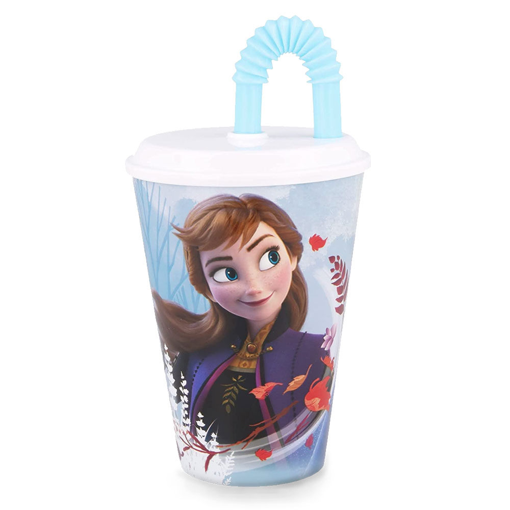 Bicchiere Sipper Con Cannuccia Frozen – Azzurro E Rosa, 430 Ml Per Merende Senza Brutti Liquidi