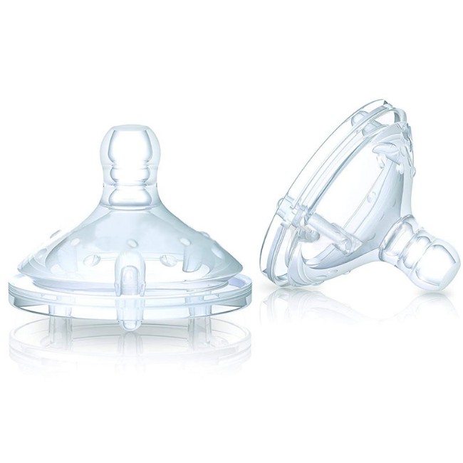 Nuby Tettarella in Silicone, Elastica, per Biberon a Collo Largo - Flusso Veloce di Nuby