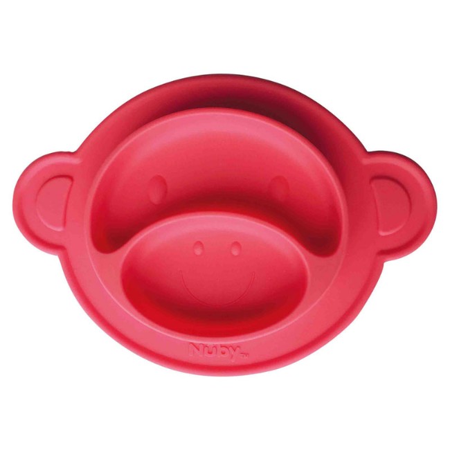 Nuby Piatto Miracle in Silicone con Ventosa, Doppio Scomparto, fantasia Monkey di Nuby