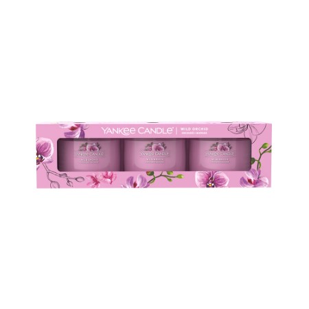 Yankee Candle Signature 3 Candele Votive in Vetro Wild Orchid 10 Ore cad. 