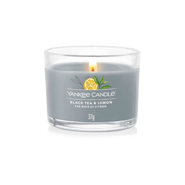 Yankee Candle Signature Candela Votiva in Vetro Black Tea & Lemon 10 Ore