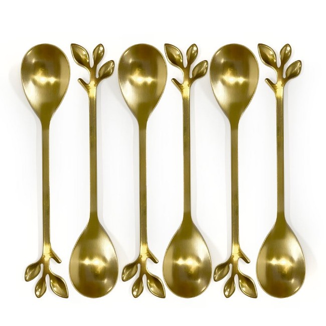 Villa d'Este Set 6 Cucchiaini Foglie d'oro di Villa d'Este