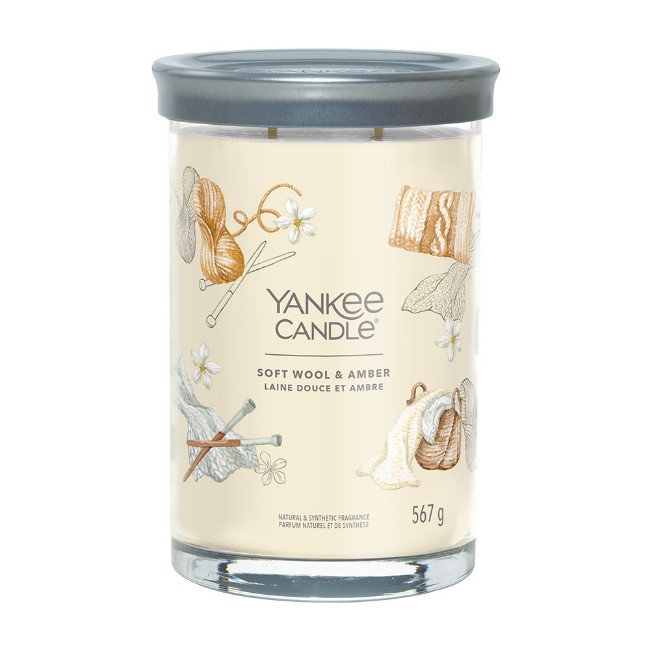Yankee Candle Signature Candela in Tumbler Grande Soft Wool & Amber 100 Ore