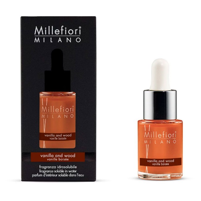Millefiori Ricarica per Diffusore ad Ultrasuoni Fragranza Idrosolubile Vanilla and Wood 15 ml