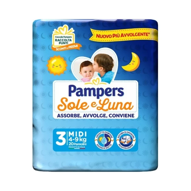 Pampers Pannolini Sole e Luna Midi 3 - 20 pezzi