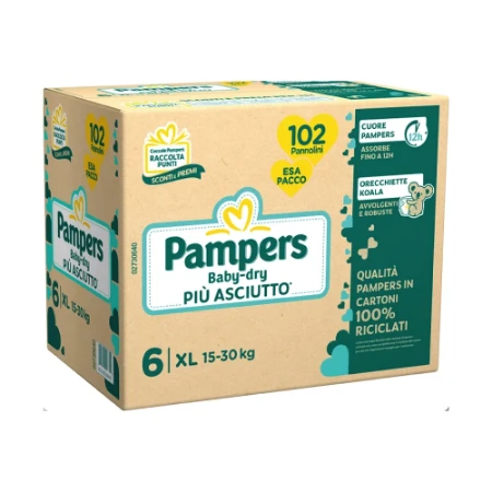 Pampers Pannolini Baby Dry 6 XL Esapack 102 pezzi