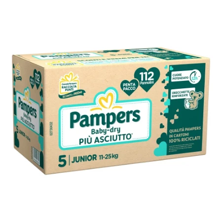 Pampers Pannolini Baby Dry Junior 5 Pentapack 11-25kg - 112 pannolini