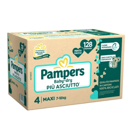 Pannolini Baby Dry Maxi 4 Pentapack 128 pezzi di Pampers