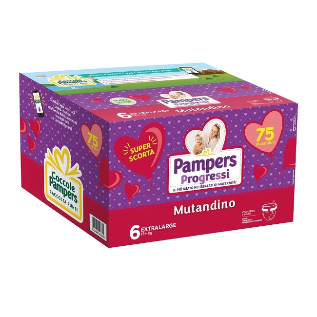 Pampers Pannolini Mutandina Progressi 6 XL Pentapack 75 pezzi