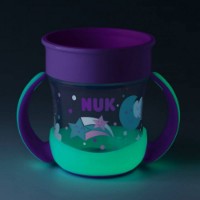 Nuk Tazza Evolution Mini Magic Cup Glow in the Dark con Silicone che si illumina al buio e Beccuccio Antigoccia, 6m+
