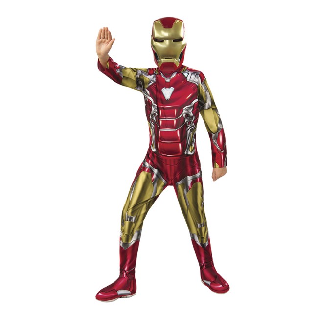 Rubies Costume Iron Man per Ragazzi, Tuta Stampata e Maschera, Marvel Ufficiale, Costume Sostenibile Green Collection, per Halloween, Natale, Carnevale e Compleanni