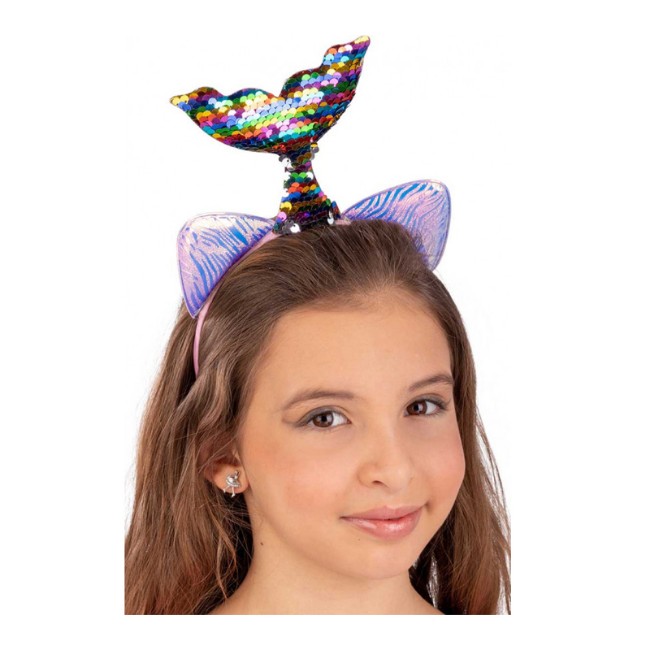 Carnival Toys Cerchietto Sirena Multicolor Argento con Paillettes Reversibili