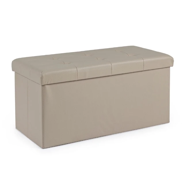 PANDORA 84 ECO, Pouf Contenitore Rettangolare in Ecopelle 84x42 h42